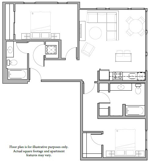B1 2Bed-2 North N502 floor plan
